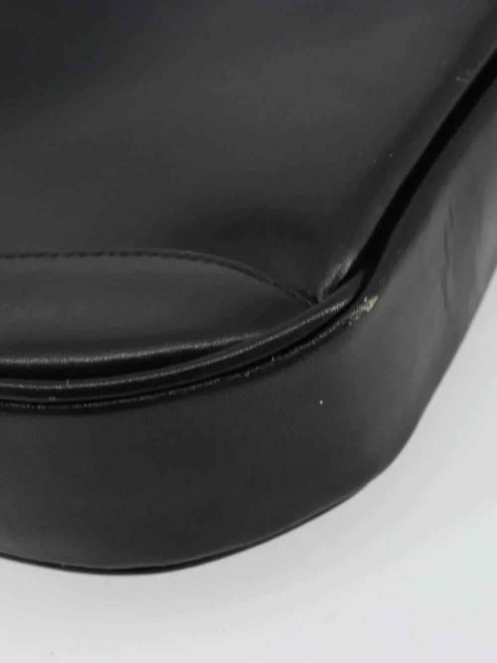 GUCCI Shoulder Bag Leather Black Gold Auth